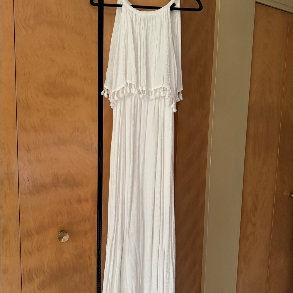 C. Luce Eggshell White Gauze Dress SZ M